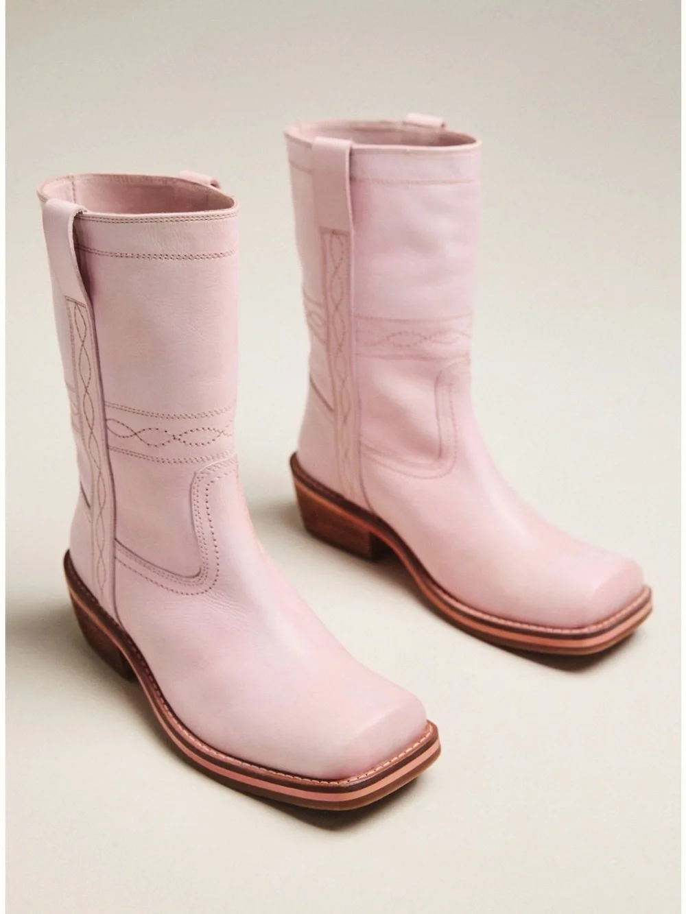 Anthropologie Exclusive Matisse Jackson Pink Leather Western Booties sz 7 EU38 - Picture 2 of 6